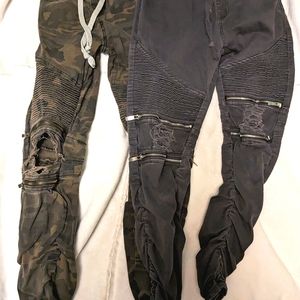 2 Pairs Moto Jogger Skinny Jeans - Grey and Camo